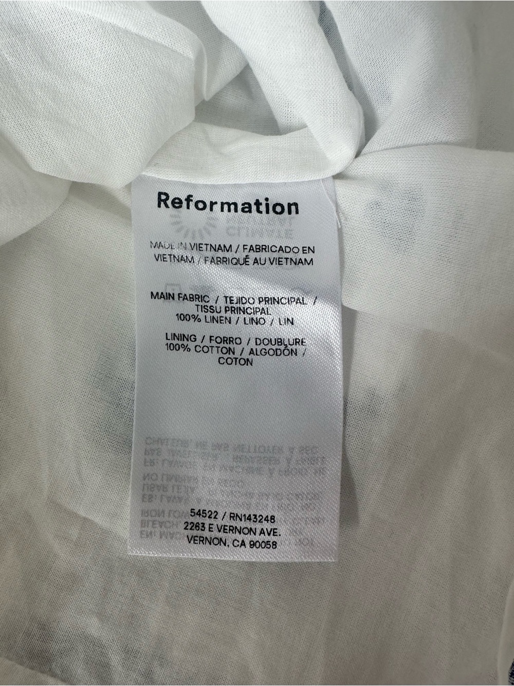 Reformation 100% Linen Coquette White Blue Floral Mini Dress Size 10 Euro Summer - Picture 8 of 9